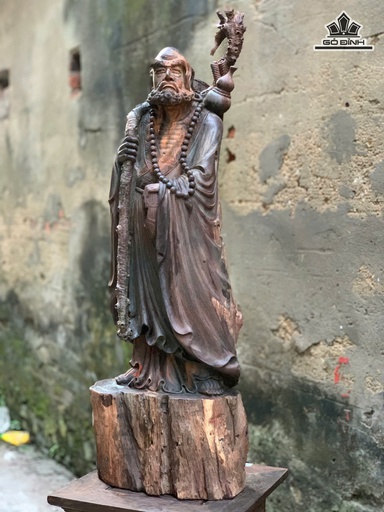 Tượng Đạt Ma Sư Tổ Gỗ Trắc Cao 78 Ngang 25 Sâu 17 (cm) - 12,5kg