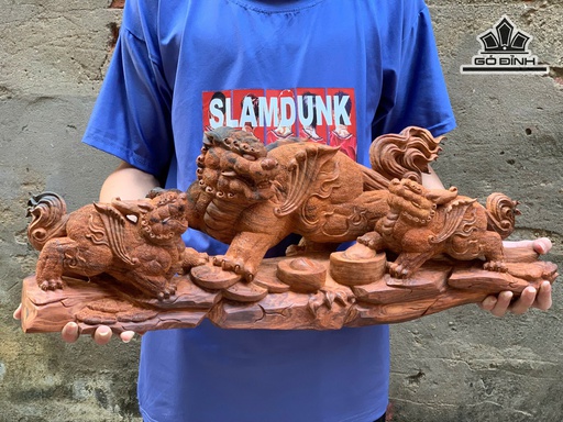 Tượng Tam Tỳ Hưu Gỗ Trắc Cao 61 Ngang 22 Sâu 16 (cm)