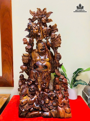 Tượng Phật Di Lặc Ngũ Phúc Gỗ Cẩm Cao 82 Ngang 39 Sâu 25 (cm)