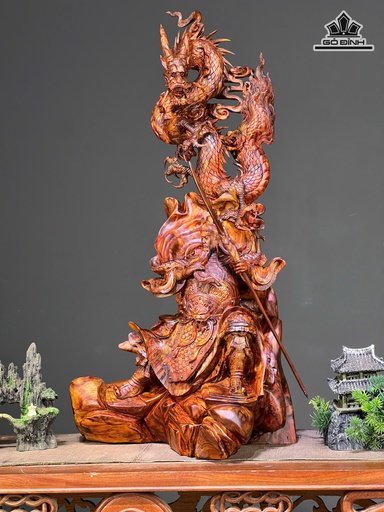 Tượng Quan Công Phục Long Gỗ Sưa Cao 72 Ngang 38 Sâu 29 (cm)