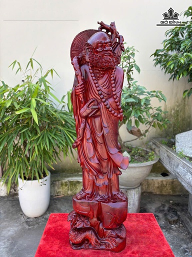 Tượng Đạt Ma Sư Tổ Gỗ Tử Đàn Cao 102 Ngang 25 Sâu 19 (cm)