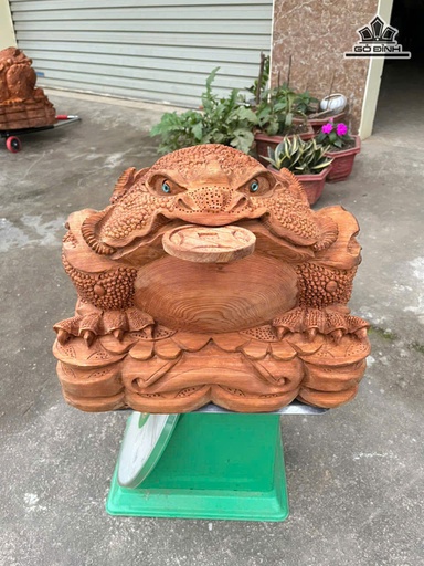 Tượng Thiềm Thừ Gỗ Ngọc Am Cao 32 Ngang 42 Sâu 38 (cm)