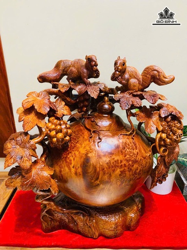 Chum Phú Quý Nho Sóc Gỗ Nu Hương Cao 60 Ngang 55 Sâu 42 (cm)