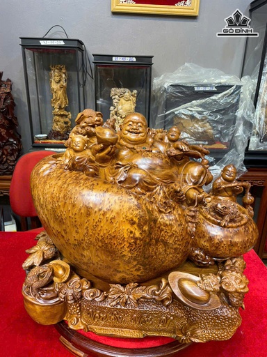 Tượng Phật Di Lặc Gỗ Nu Ngọc Am Cao 48 Ngang 53 Sâu 41 (cm)