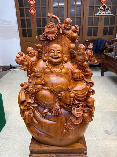 Tượng Phật Di Lặc Ngũ Phúc Gỗ Hương Cao 81 Ngang 52 Sâu 42 (cm) - 64kg