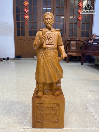 Tượng Trần Quốc Tuấn Gỗ Ngọc Am Cao 70 Ngang 20 Sâu 19 (cm)