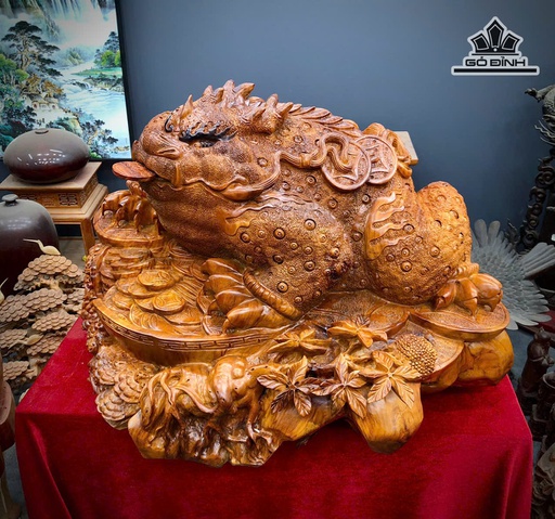 Tượng Thiềm Thừ Gỗ Hương Cao 45 Ngang 66 Sâu 66 (cm)