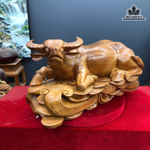 Tượng Trâu Gỗ Ngọc Am Cao 28 Ngang 50 Sâu 28 (cm)