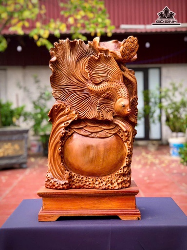 Tượng Cá Xiêm Gỗ Ngọc Am Cao 62 Ngang 33 Sâu 18 (cm)