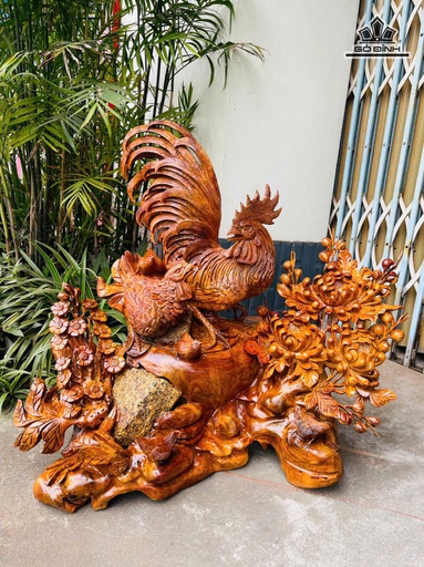 Tượng Gia Đình Gà Gỗ Hương Cao 80 Ngang 90 Sâu 45 (cm) - 46kg