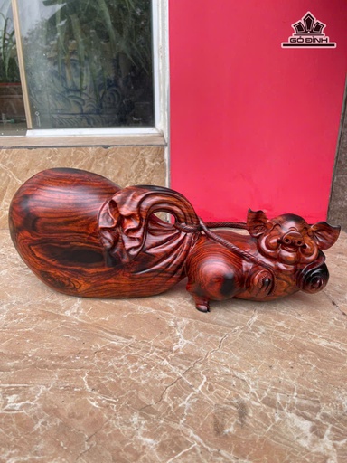 Tượng Heo Gỗ Trắc Cao 16 Ngang 40 Sâu 12 (cm) - 4kg