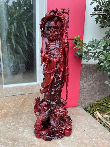 Tượng Đạt Ma Sư Tổ Gỗ Trắc Cao 75 Ngang 25 Sâu 20 (cm) - 11kg