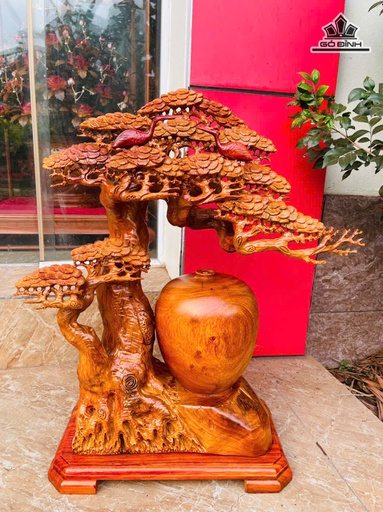 Bình Tùng Hạc Gỗ Hương Cao 58 Ngang 46 Sâu 21 (cm) - 9kg