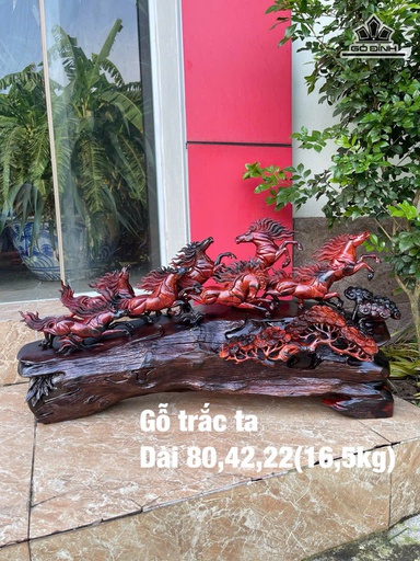 Tượng Bát Mã Gỗ Trắc Cao 42 Ngang 80 Sâu 22 (cm) - 16,5kg
