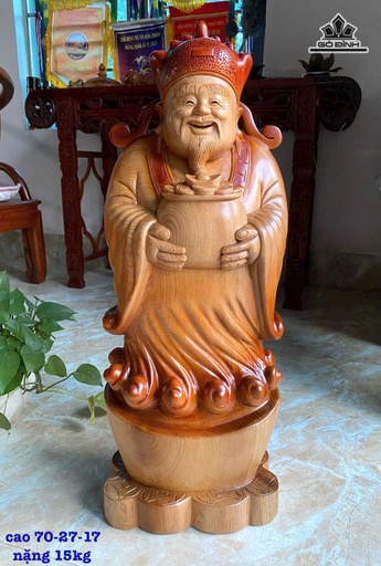 Tượng Thần Tài Gỗ Pơ Mu Cao 70 Ngang 27 Sâu 17 (cm) - 15kg