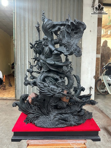 Tượng Đạt Ma Hàng Long Gỗ Mun Sừng Cao 113 Ngang 80 Sâu 36 (cm)