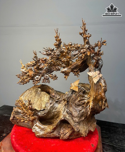 Bình Hoa Mai Gỗ Bách Xanh Cao 61 Ngang 60 Sâu 30 (cm)