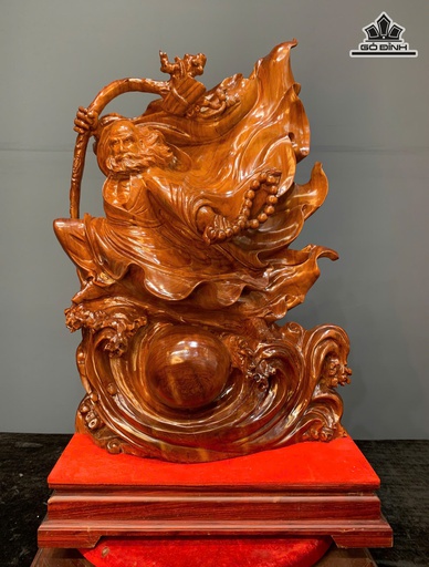 Tượng Đạt Ma Múa Võ Gỗ Ngọc Am Cao Cả Kỷ 82 Ngang 52 Sâu 32 - Kỷ Cao 10 (cm)