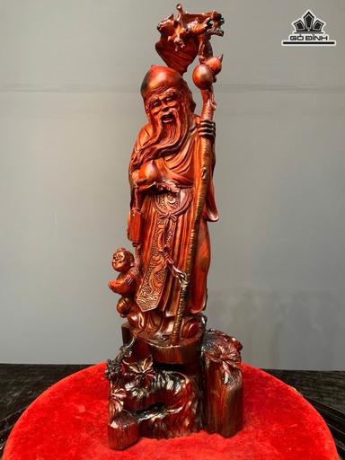 Tượng Ông Thọ Gỗ Trắc Cao 62 Ngang 20 Sâu 18 (cm)