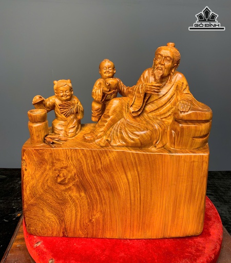 Tượng Thần Trà Gỗ Hương Cao 40 Ngang 39 Sâu 13 (cm)