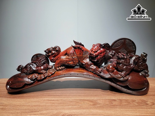 Cầu Tỳ Hưu Phong Thủy Gỗ Trắc Cao 27 Ngang 70 Sâu 17 (cm)