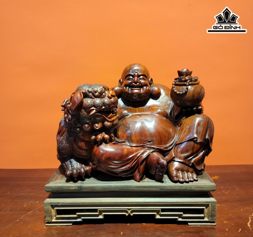 Tượng Phật Di Lặc Thuần Nghê Gỗ Trắc Cao 19 Ngang 29 Sâu 20 (cm)