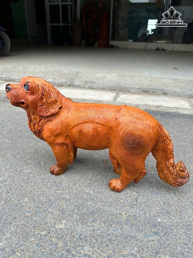 Tượng Chó Gỗ Hương Cao 28 Ngang 52 Sâu 13 (cm)