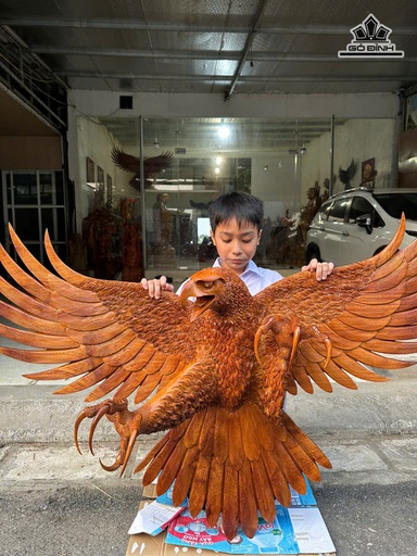 Tượng Đại Bàng Gỗ Hương Cao 100 Ngang 150 Sâu 38 (cm)