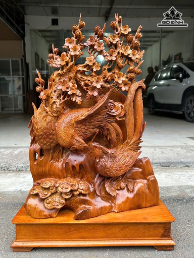 Tượng Phu Thê Viên Mãn Gỗ Hương Cao Cả Kỷ 73 Ngang 48 Sâu 16 (cm) - Kỷ Cao 10