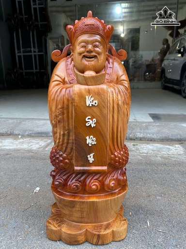 Tượng Thần Tài Gỗ Pơ Mu Cao 70 Ngang 27 Sâu 16 (cm)