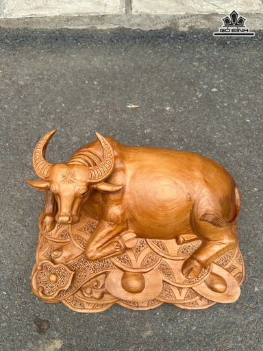 Tượng Trâu Gỗ Ngọc Am Cao 21 Ngang 40 Sâu 26 (cm)