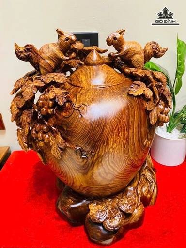 Chum Phú Quý Nho Sóc Gỗ Cẩm Cao 45 Ngang 36 Sâu 33 (cm)