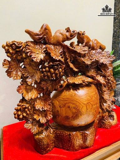 Chum Phú Quý Nho Sóc Gỗ Nu Hương Cao 51 Ngang 55 Sâu 28 (cm)