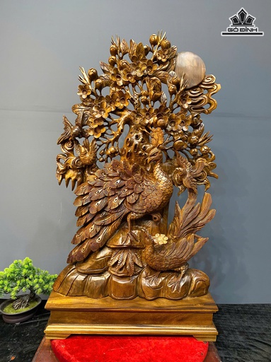 Tượng Phu Thê Viên Mãn Gỗ Bách Xanh Cao Cả Kỷ 92 Ngang 50 Sâu 20 - Kỷ Cao 10 (cm)