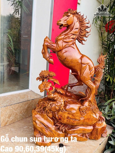 Tượng Ngựa Phong Thủy (Nhất Mã Phi Thiên) Gỗ Hương Cao 90 Ngang 60 Sâu 39 (cm) - 45kg