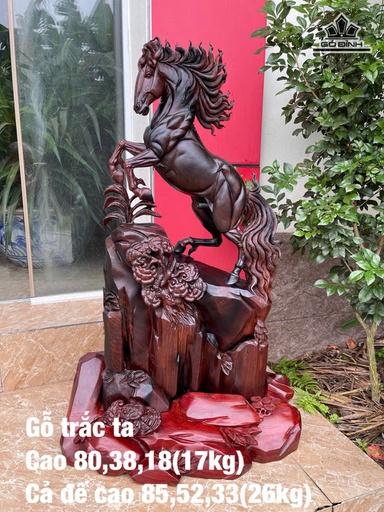 Tượng Ngựa Phong Thủy (Nhất Mã Phi Thiên) Gỗ Trắc Cao 80 Ngang 38 Sâu 18 (cm) - Cả Đế Cao 85 Ngang 52 Sâu 33 (cm) - 26kg