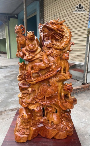 Tác Phẩm 12 Con Giáp Gỗ Hương Cao 90 Ngang 50 Sâu 42 (cm)