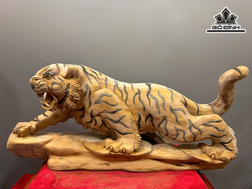 Tượng Hổ Phong Thủy Gỗ Ngọc Am Cao 30 Ngang 68 Sâu 20 (cm) -11kg