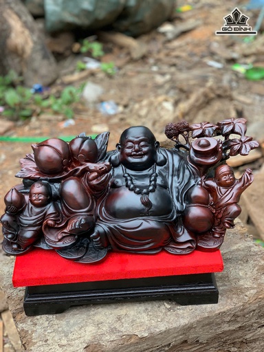 Tượng Phật Di Lặc Nhị Phúc Gỗ Trắc Cao 17 Ngang 44 Sâu 19 (cm)