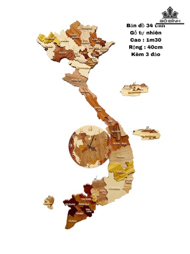 Bản Đồ Việt Nam Gỗ Tự Nhiên Cao 130 Rộng 40 (cm)
