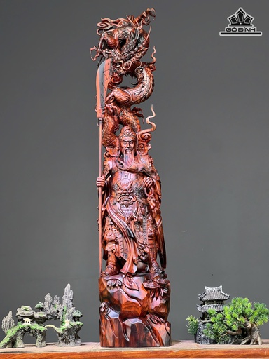 Tượng Quan Công Gỗ Trắc Cao 90 Ngang 20 Sâu 16 (cm)