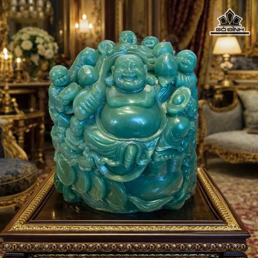 Phật Di Lặc Ngũ Phúc Ngọc Đông Linh Aventurine 10,95kg Cao 24,3 Ngang 22,2 Dày 16,8 (cm)