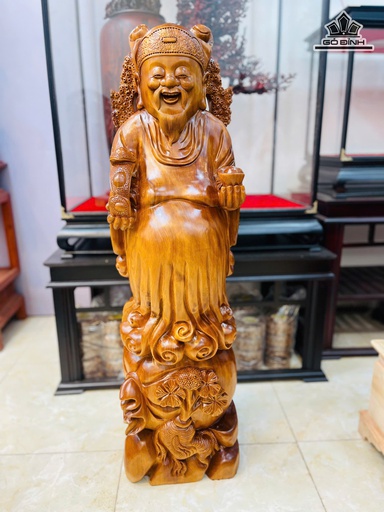 Tượng Thần Tài Gỗ Ngọc Am Cao 111 Ngang 31 Sâu 31 (cm)
