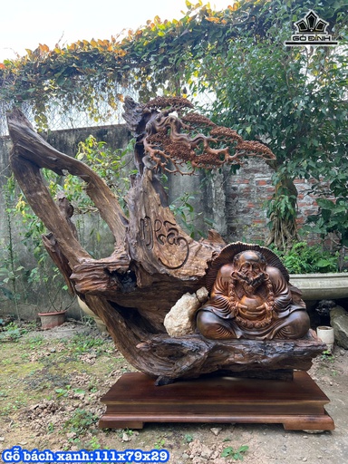 Tượng Đạt Ma Sư Tổ Gỗ Bách Xanh Cao 111 Ngang 79 Sâu 29 (cm)