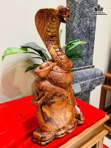 Tượng Rắn Phong Thủy Gỗ Cẩm Cao 38 Ngang 22 Sâu 11 (cm)
