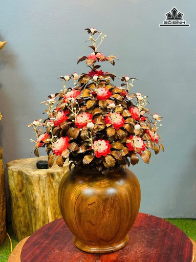 Bình Hoa Hồng Gỗ Ngọc Am Cao 72 Ngang 50 - Bình Cao 30 Đường Kính 28 (cm)