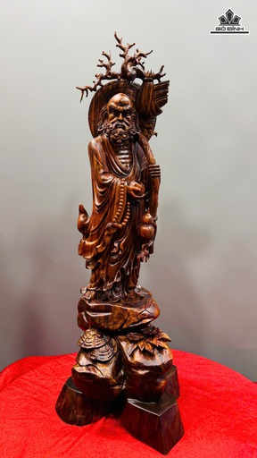 Tượng Đạt Ma Khất Thực Gỗ Sưa Cao 71 Ngang 26 Sâu 29 (cm)