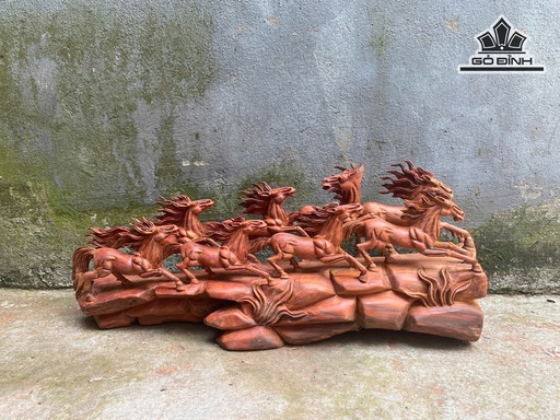 Tượng Mã Đáo Thành Công Gỗ Hương Cao 23 Ngang 56 Sâu 14 (cm)