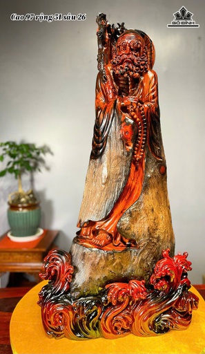 Tượng Đạt Ma Sư Tổ Gỗ Trắc Cao 97 Ngang 51 Sâu 26 (cm) - 37,5kg