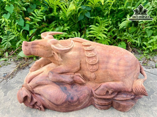 Tượng Trâu Gỗ Hương Cao 22 Ngang 48 Sâu 22 (cm) - 11kg